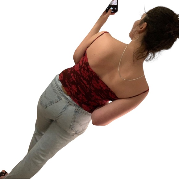 ASTR THE LABEL Reversible Burgundy Red Floral Spaghetti Strap Camisole Tank Top - Picture 15 of 16